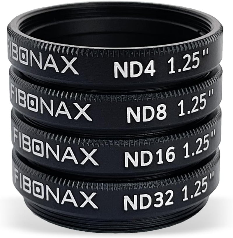 FIBONAX مجموعة فلاتر الكثافة المحايدة 1.25" (ND4/ND8/ND16/ND32) - مخفف وهج القمر للتلسكوب مع خيوط M28.5x0.6، يعزز تفاصيل فوهات القمر ويمنع التعرض الزائد للتصوير الفلكي. - Image 3